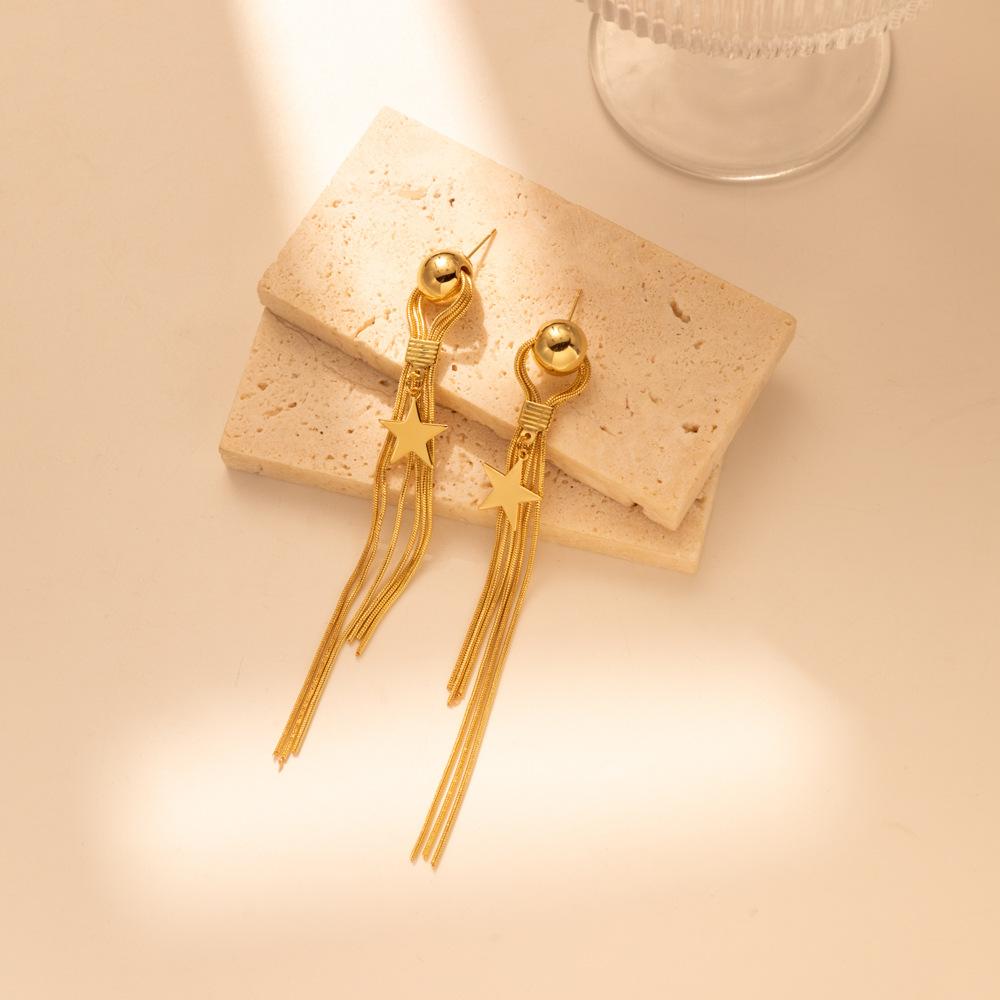 

Геометрический шик Длинные серьги-звезды Женские Позолоченные Кисточки Заявление