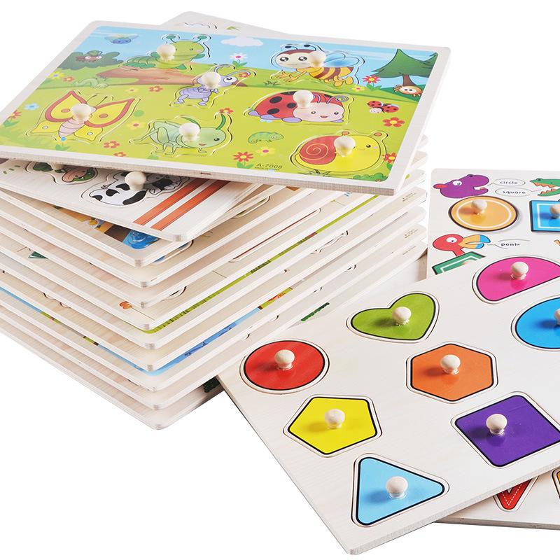 Wooden 3D Educational Grasping Board & Puzzle for Children: Animal & Fruit Theme Cognitive Toy