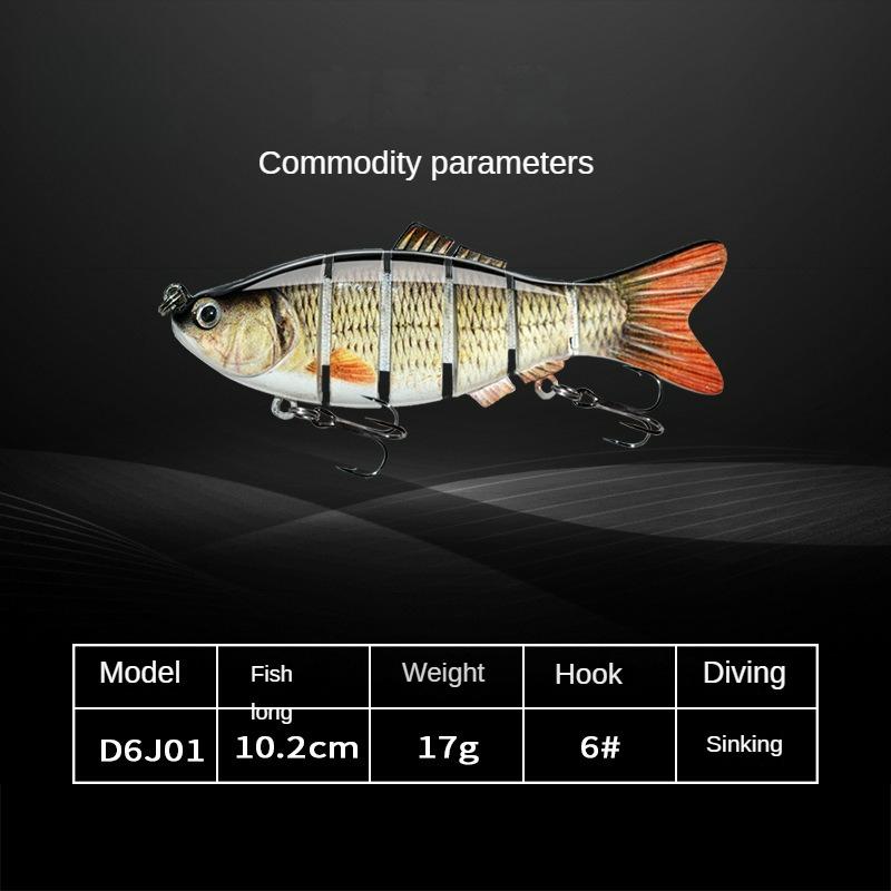 Fishing Lure 5 Segments Crank 3D Eyes Fish Shape Tackle Hook 10cm/17g 1pc