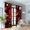 Set Of 2 Flat Printing Merry Christmas Curtains Poinsettia Berries Ornaments Digital Printed Polyester Drapes Spring Curtain Made
