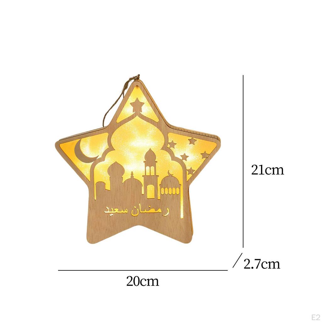 Wood Eid AL Adha Lights Decoration Pendant Lamp Night Light Islamic Muslim Style Islam Hanging