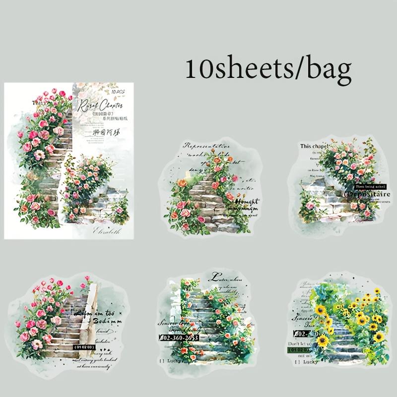 Mr Paper, 10sheets/bag Field Chapter series watercolour stained landscape collage stickers stickers kawaii stationery supplies
