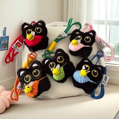 Super Cute Little Black Cat Pendant Personality Cute Plush Doll Hand-woven Lanyard Multi-color Gift for Good Friends