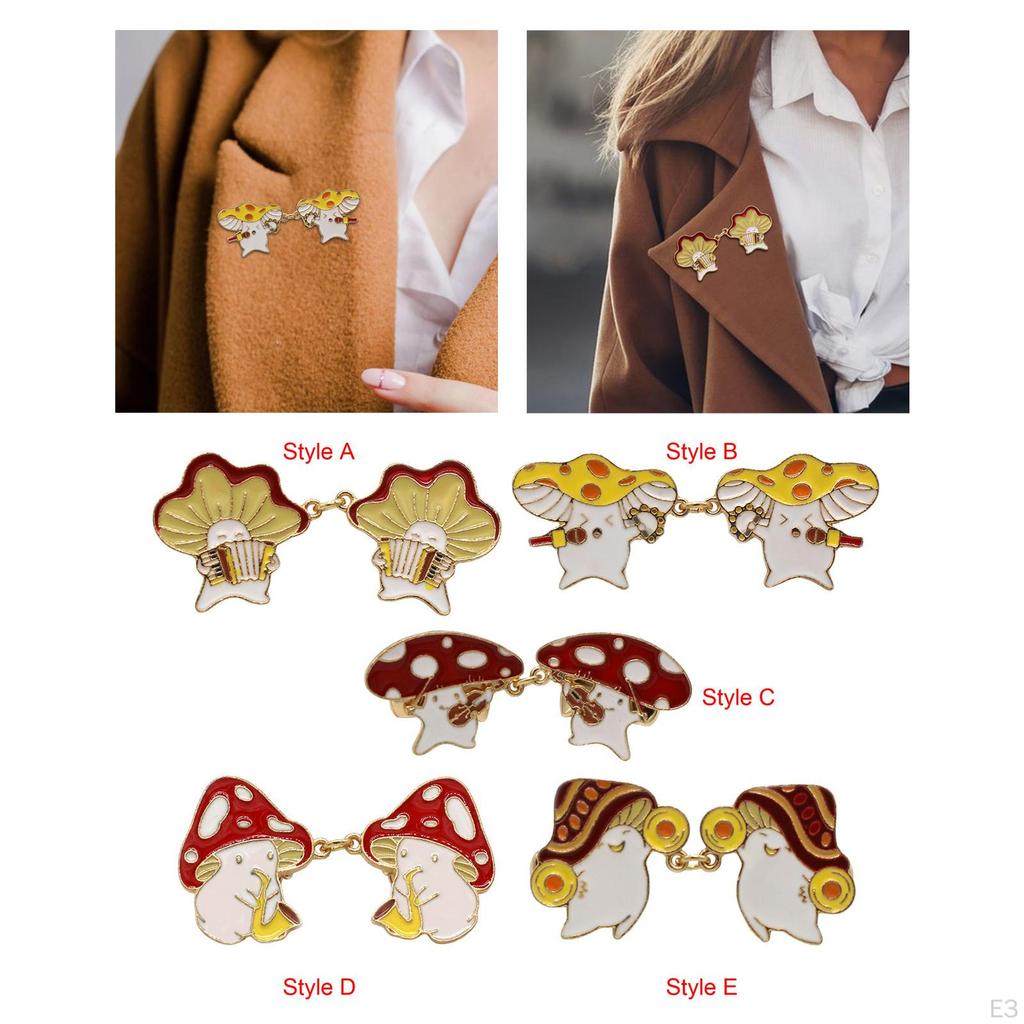 2Pcs Cartoon Collar Clip Funny Fashion Jewelry Gifts Creative Lapel Pins Cute Badge Brooch for