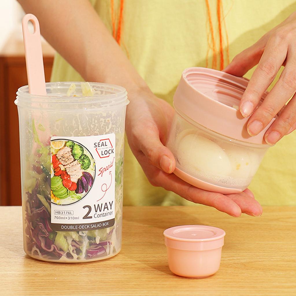 Salad Yogurt Box Cereals Container Double-layered Portable Travel Storage Jars
