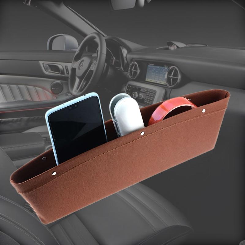 1Pcs Car Crevice Box Car Seat Slot Box Organizer PU Leather Car Seat Crevice Gap Storage Bag Phone & Key Holder Car Accessories