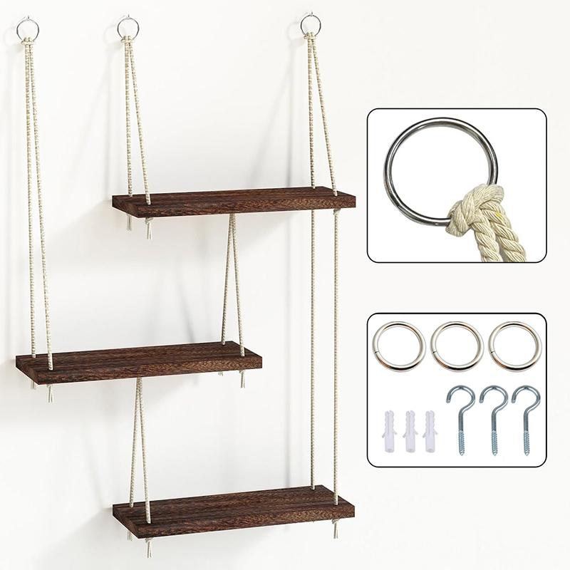 3 Tiers Plant Rack Living Room Decoration Macrame Wall Hanging Shelf Bohemian Wall Mounted Shelves Home 2 Colors