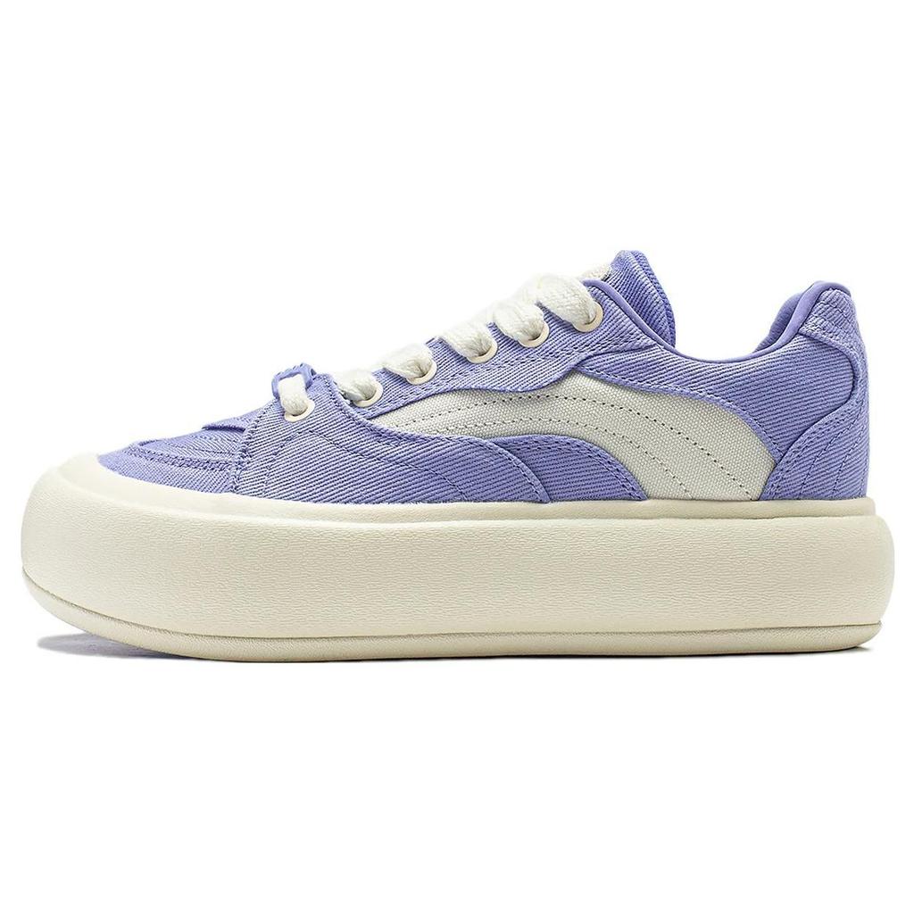 Li Ning Cream Puff Platform Slip Resistant Low top Casual Shoes Women's Purple White AZGT026-8