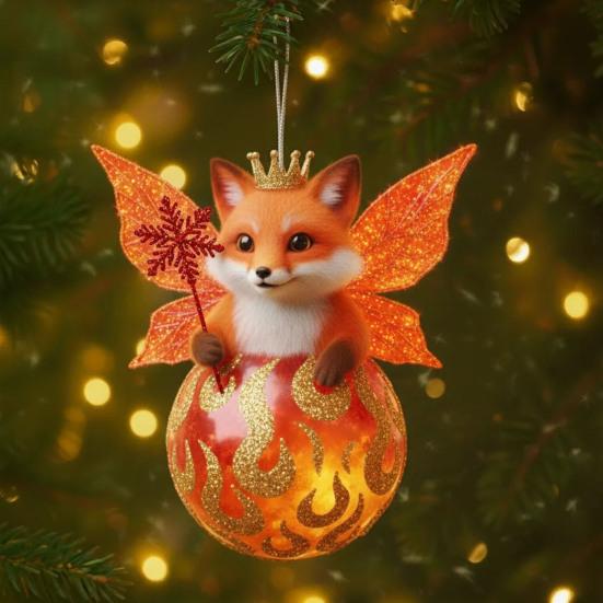 Christmas Animal Ornament 2D Acrylic Wildlife On Ball Hanging Ornaments for Winter Xmas Tree Home Party Decor