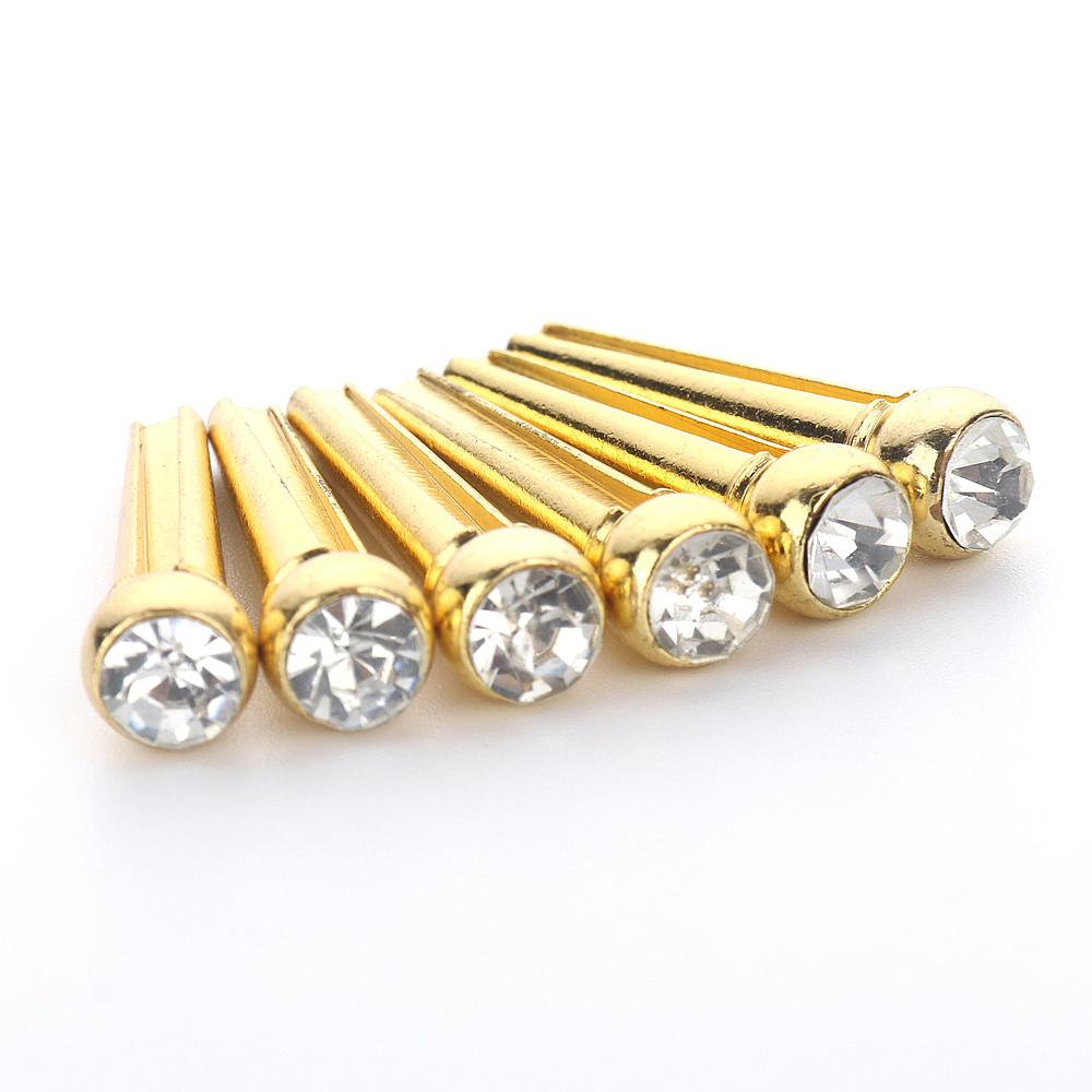 6 pièces Chevilles de Guitare avec Incrustations de Pierres de Cristal Chevilles de Cordes en Métal pour Guitare Acoustique