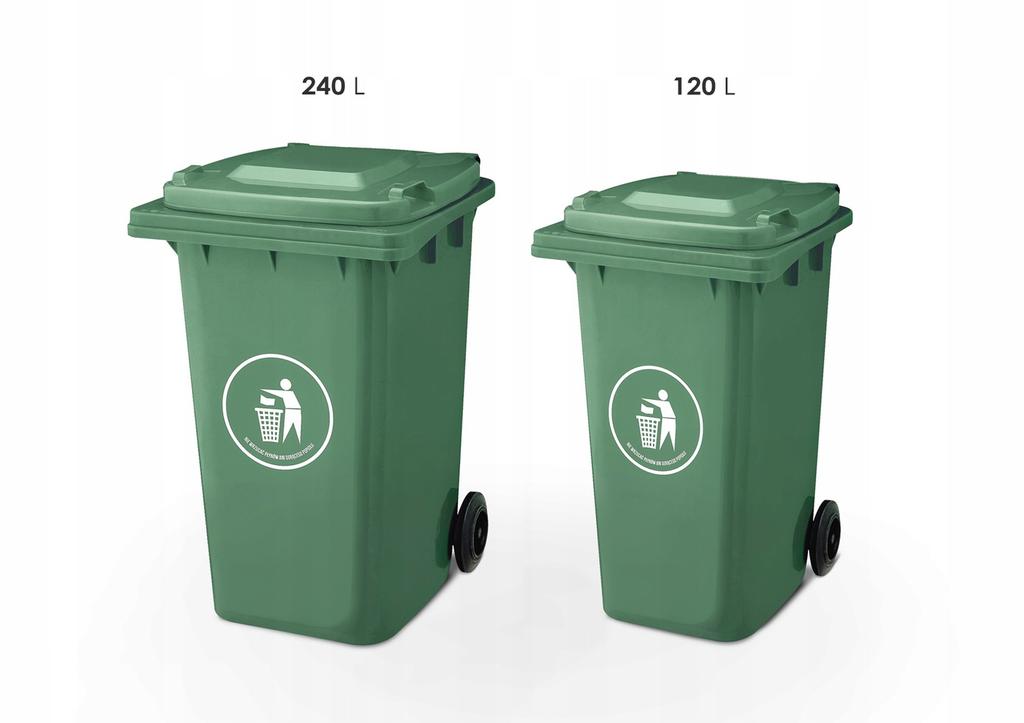 Mirpol Waste Bin 240 Green With Flap On Wheels 1 Pc