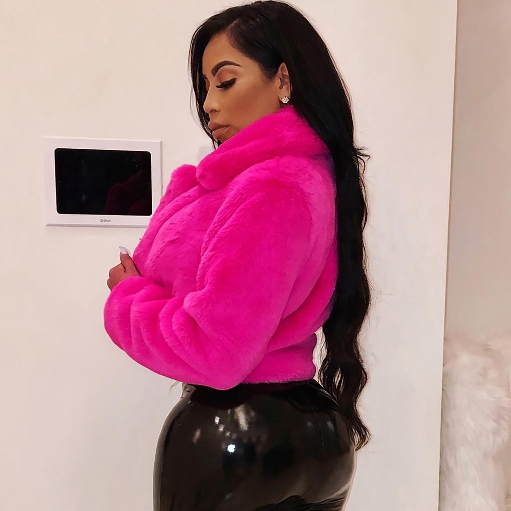 2025 Vegan Fur Cropped Jacket - Plush Faux Shearling Cardigan Coat W/ Oversized Fit, Lounge-to-Street Cocoon Coatigan for Winter