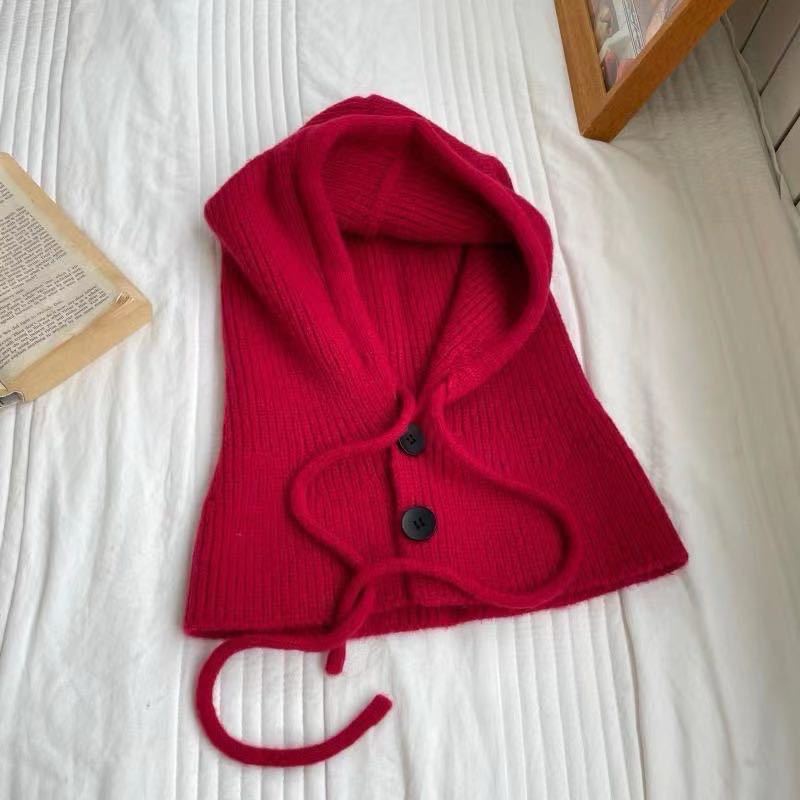 

Шапка-балаклава женская осенне-зимняя утолщенная теплая шапка шарф двойного назначения интегрированная защита ушей вязаная шапка