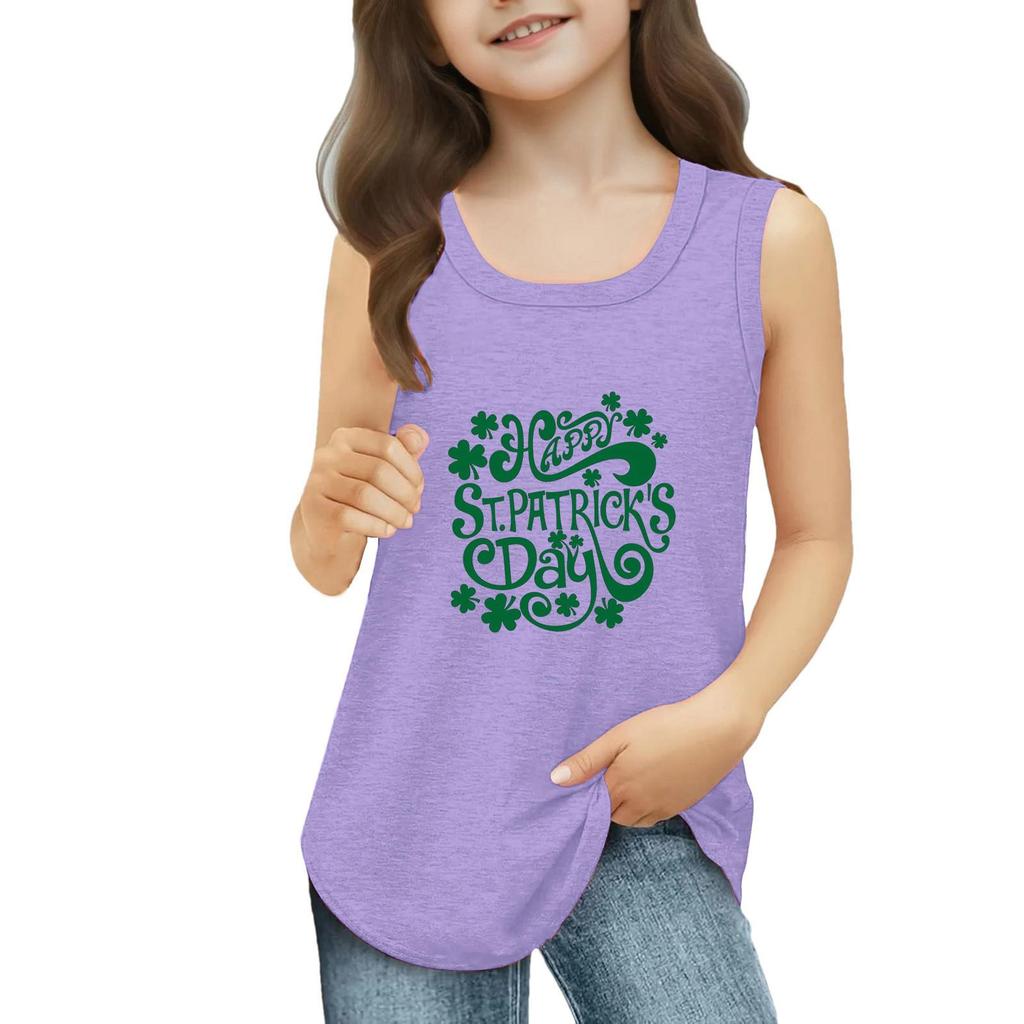 Mädchen Kinder Sommer Rundhals Ärmellose Shirts Tanktops St. Patrick's Day