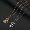 Kinitial Stainless Steel Women's Animal Fox Charm Pendant Necklace Hollow Animal Jewelry