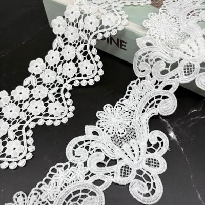 Encaje Soluble en Agua Encaje Bordado de Seda de Leche, Código de Barras de Flor Grande Ondulada, Accesorios para Vestidos de Mujer
