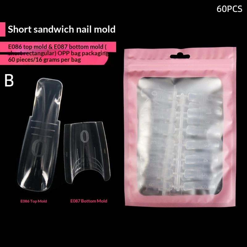 

Professional Dual System Sandwich Coffin Nail Forms Mold Acrylic Nail Extension Tips Salon Tool 60 240 300pcs