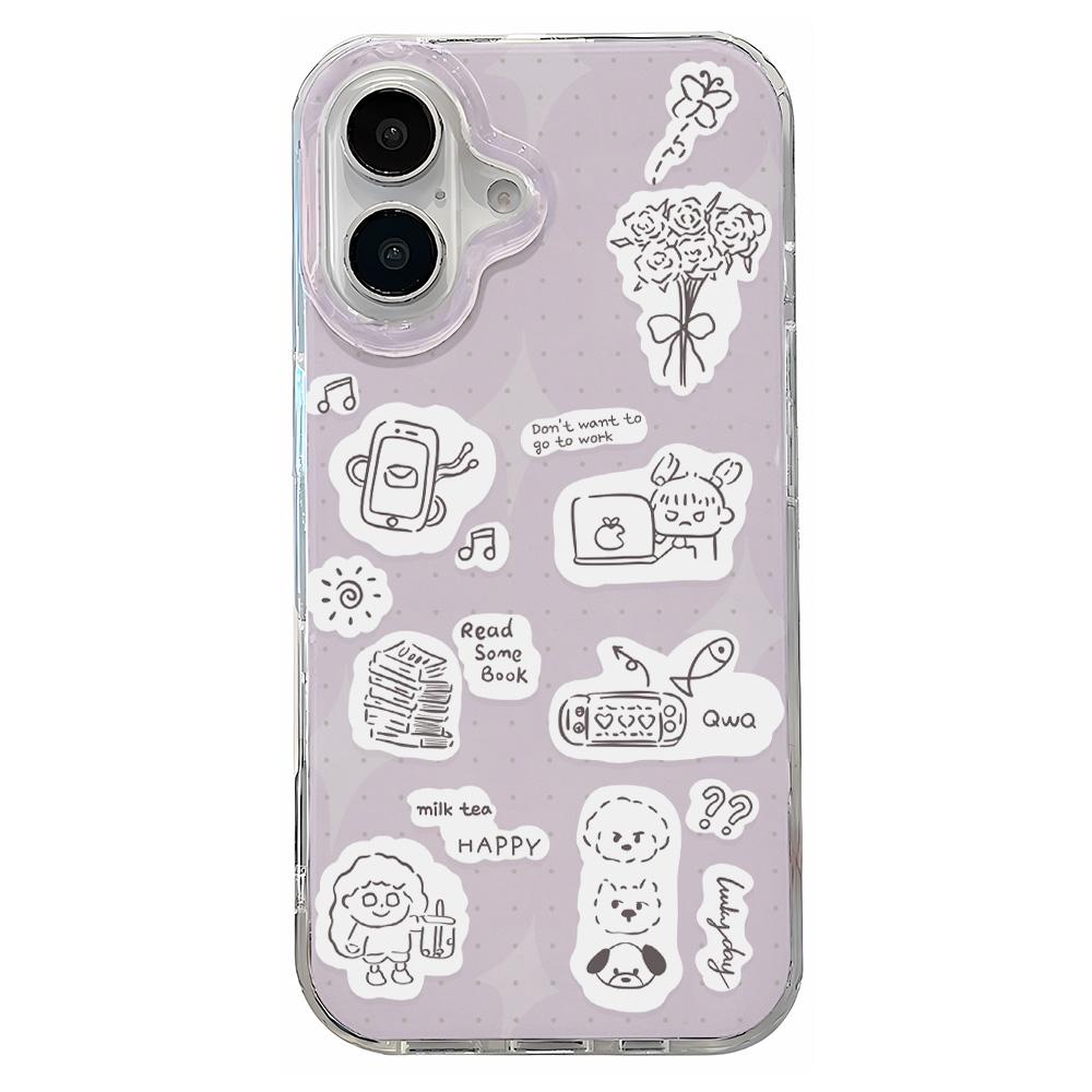 Painted Phone Case for iPhone 12 13 15 16 iPhone 16 12 13 14 15 Pro  14 15 16 Pro Max Coverage Shockproof Anti-Fingerprint Fresh Style Protective Case