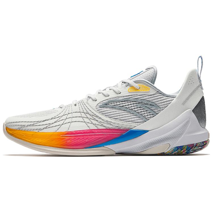 

new Anta Speed Decision 6 Anti Slip Wear Resistant Low Top Basketball Shoes Men s White Yellow 42