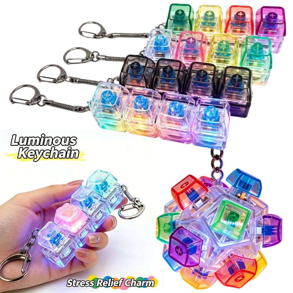 Hot Original Led Light-Up Keychain Keyboard Clickable Button Fidget Toy For Stress Anxiety Relief Portable Desk Decor Gifts