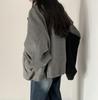 Chic French Retro Gray Woolen Lapel Coat for Women - Winter 2024