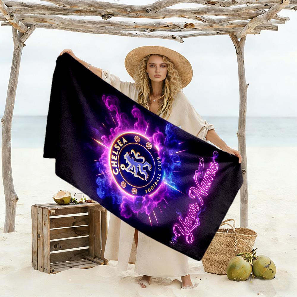 Chelsea Fc Football Player Customized Name Beach Towel Super Soft & Absorbent Suitable for Sports Travel Swimming Yoga Bathroom Beach And Pool