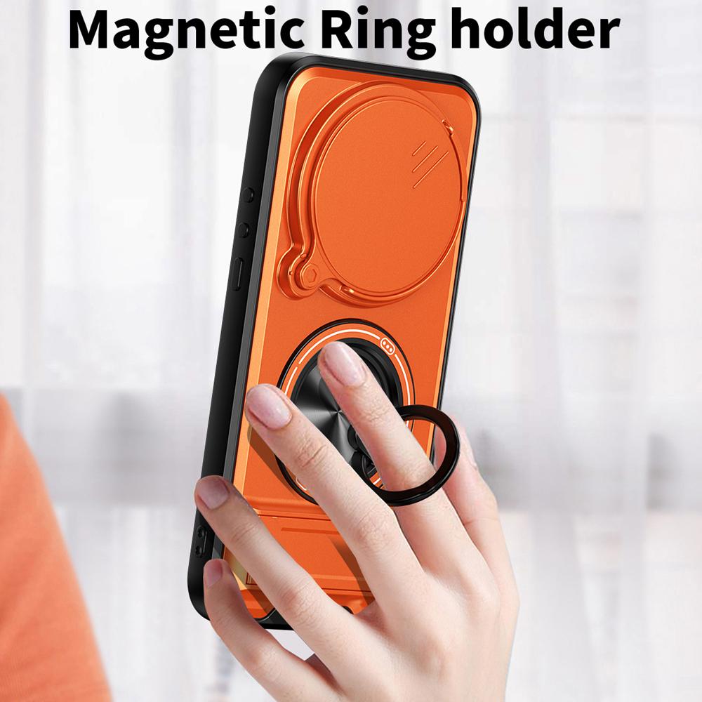 KEYSION Magnetic Phone Case for Xiaomi 17 Ultra 5G Slide Camera Lens Protection Upright Kickstand 360 Ring Shockproof Back Cover