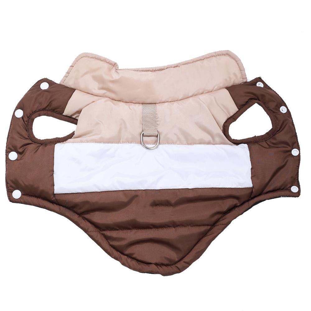 

Зимняя ветрозащитная теплая куртка для собаки с D-кольцом для маленькой и средней собаки, кошки, щенка, йоркширского терьера, чихуахуа, мопса, водонепроницаемый костюм для питомца XS коричневый