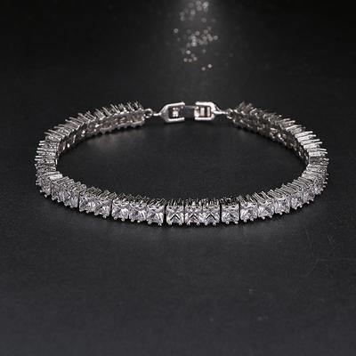 Emmaya White Gold Color Bracelets For Women Ladies Shining 4mm Square Aaa Cubic Zircon Crystal Jewelry Birthday Gift