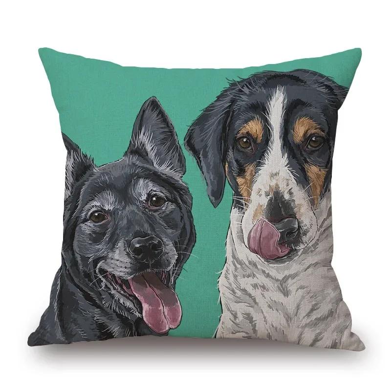 Jack Russell Mops Charles Spaniel Hund Tiere Handmalerei Kissenbezüge Dekorative Kissen für Sofa