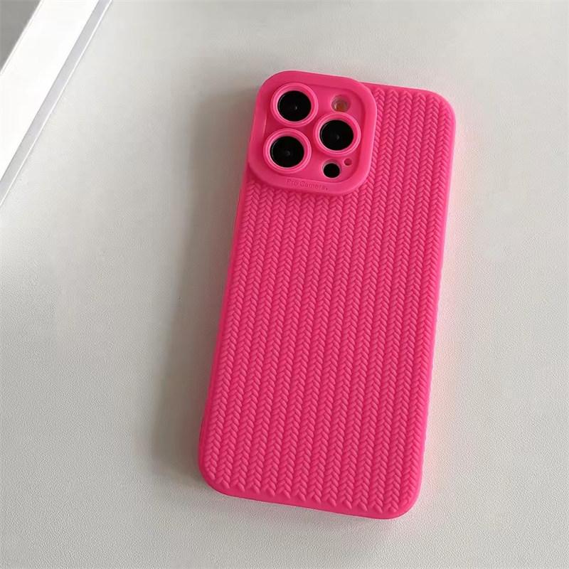 Fine Hole Woven Pattern Silicon Phone Case for iPhone 16 15 14 13 12 11 Pro Max X XR XS Max Full Camera Shockproof Soft Bumper Cover