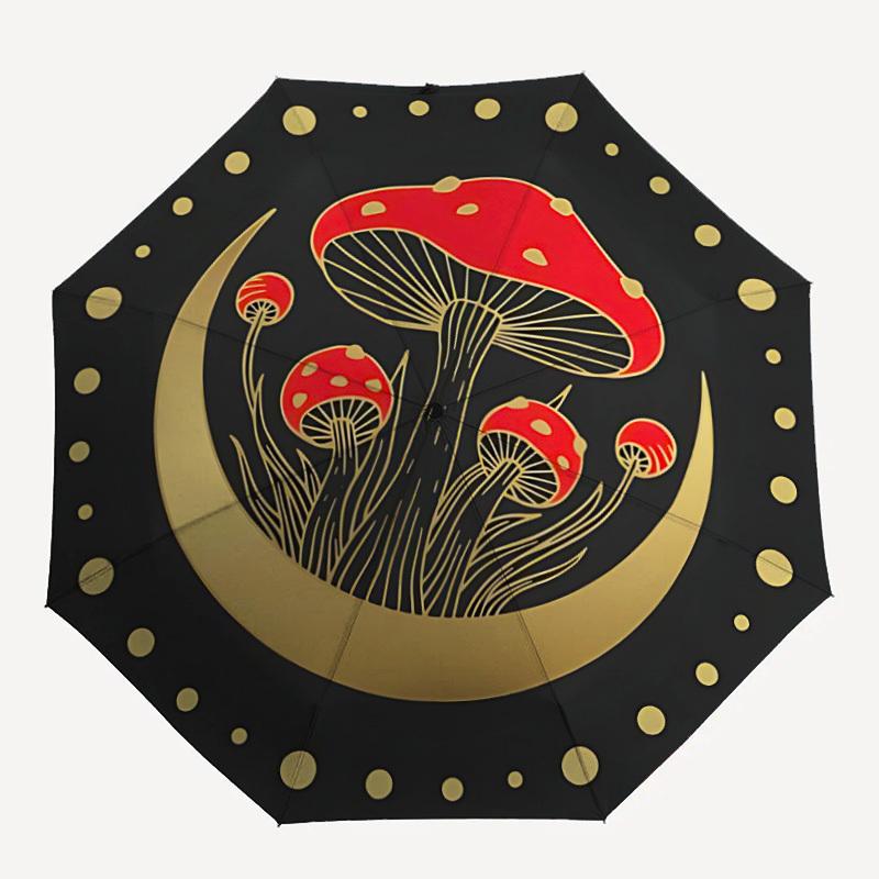 

1pc Mushroom Fantasy Auto Open/Close, Foldable Compact Leisure Umbrella with 8-Rib Shaft, Perfect Gift For Men And Women, Casual Style, Vibr