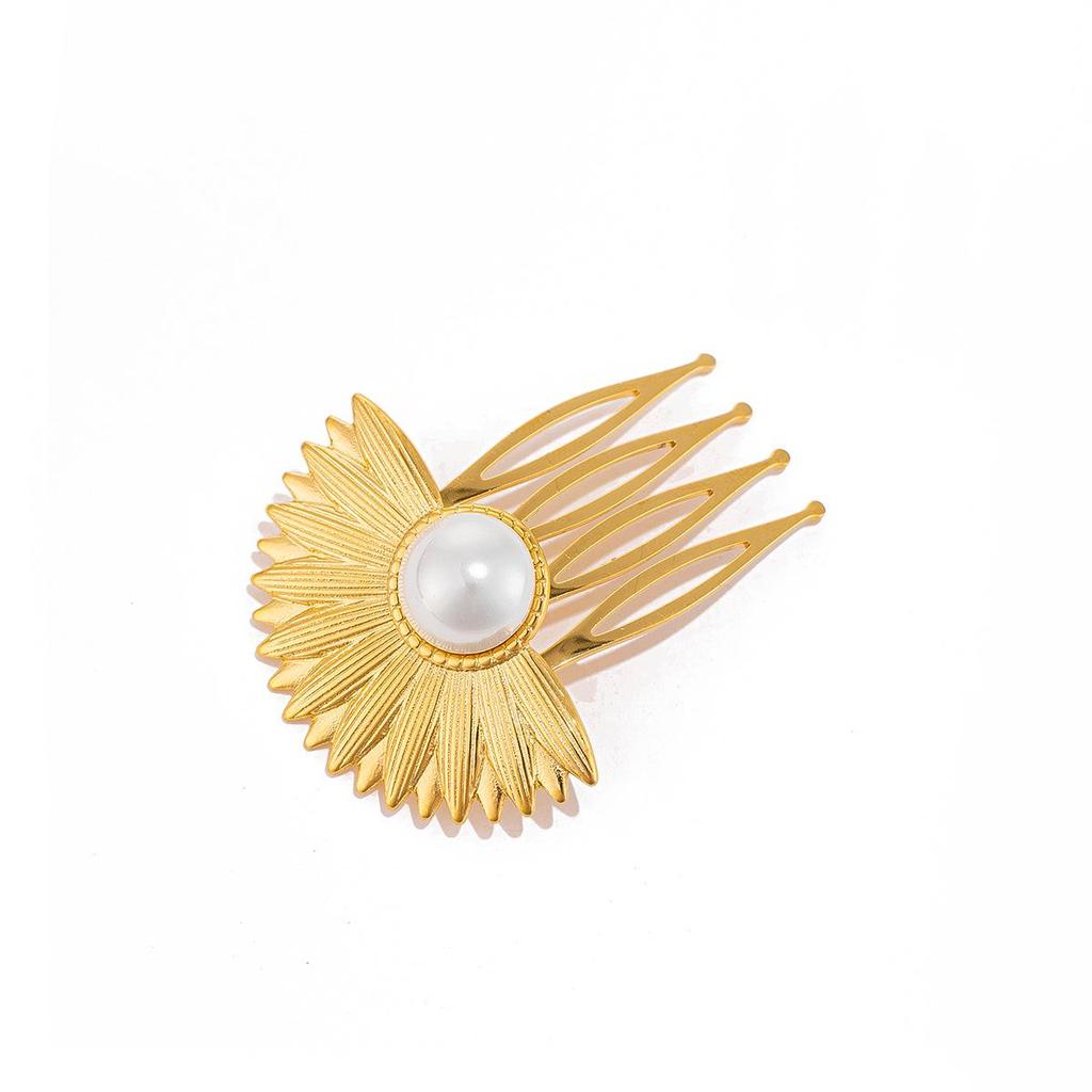 Zinc Alloy Flower and Pearl Hair Clip with Starfish and Shell Design for Women