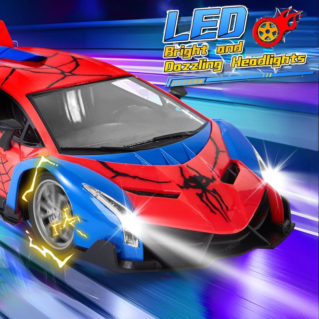 RC Supercar 2.4GHz Remote Control, Spider-themed Racing Toy, Rechargeable Battery, Best Gift for Boys