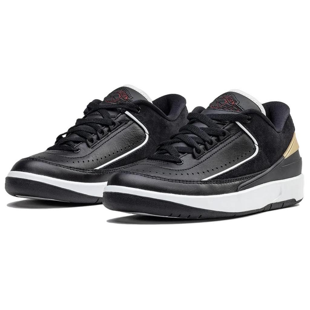 Air Jordan 2 Retro Low Black Metallic Gold Women Sneakers Varsity-Red Off-White DX4401-001