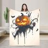 Halloween Pumpkin Flannel Blanket - Soft Warm Cozy Floral Holiday Throw