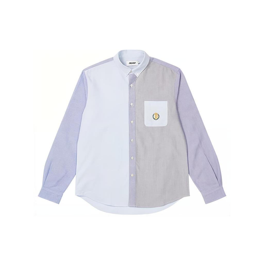 Palace FW22 Mixed Oxford Long Sleeve Shirt Unisex Tops Blue P23SHT012