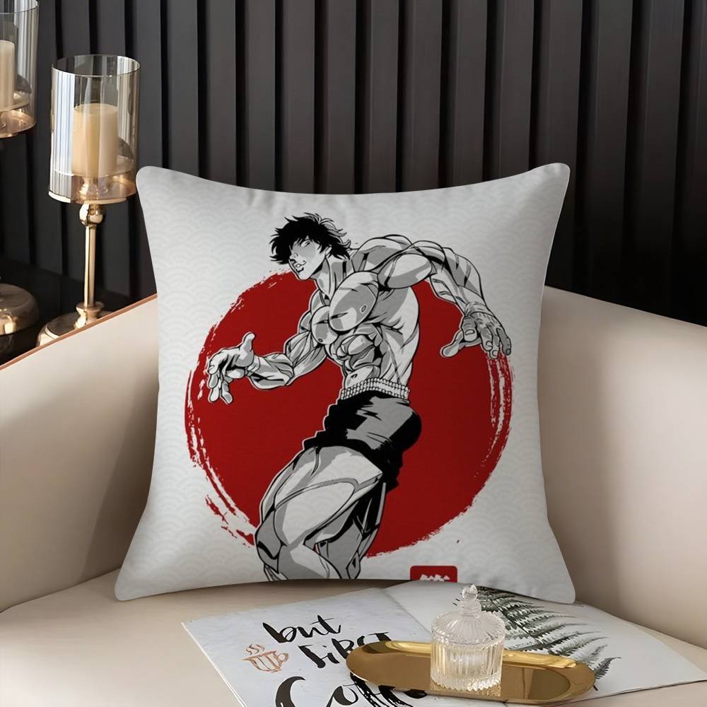 H-Hanma B-Baki Pillow Case Home Dorm Chair Back Short Plush Double-Sided Printing Office Nap Time Cushion Cover