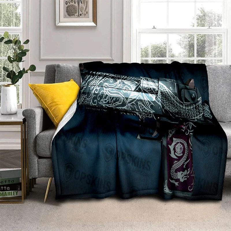 3D Gun Knife USP,AK,M4,AWP,Rifle Pistol Cartridge Blanket,Soft Throw Blanket for Home Bedroom Bed Sofa Picnic Cover Blanket Kids