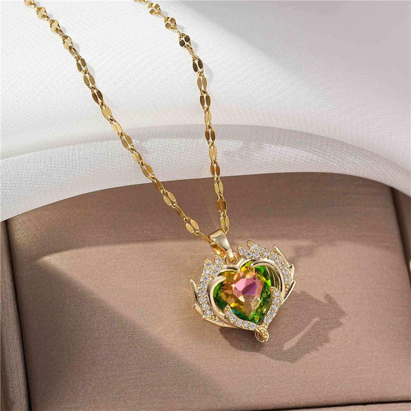 Luxury Design Heart Pendant Necklace For Women Fashion Crystal Charm Chain Choker Necklace Collar Girls Party Jewelry Gifts