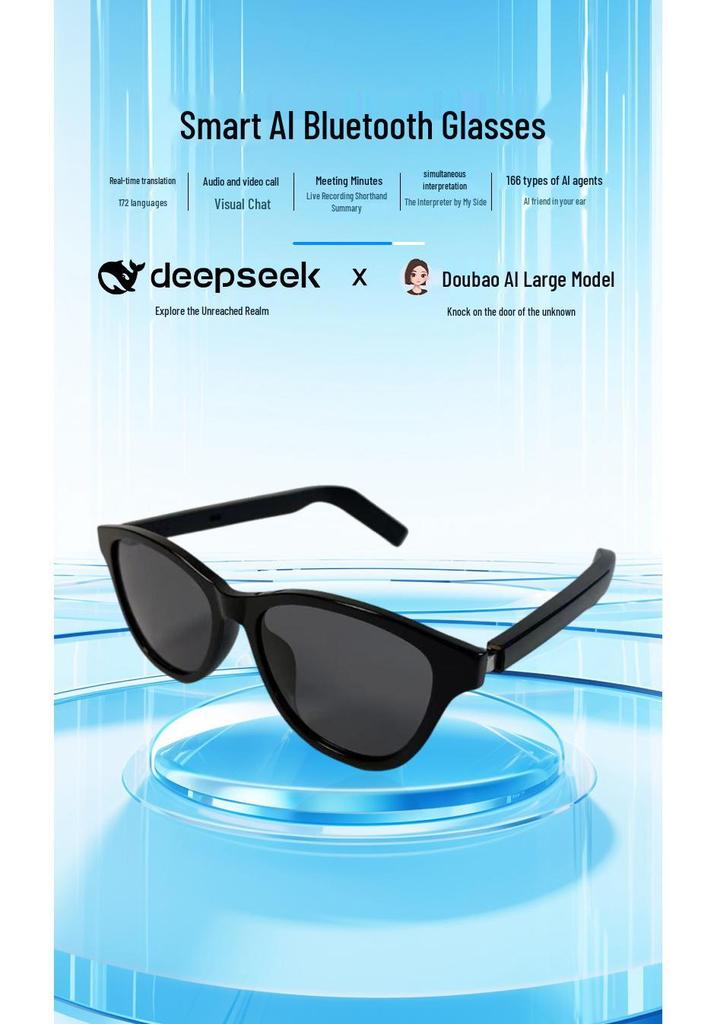 Bluetooth AI Smart Glasses with Multi-language Translation and Thin Blue Legs