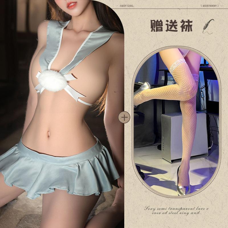 Sex Lingerie Sexy Chest Hollow Lace-up Student Rabbit