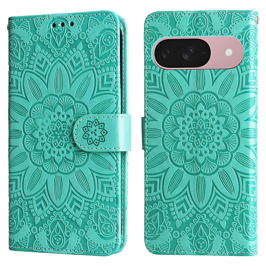 For Google Pixel 9a Case Sunflower Imprint Leather Wallet Phone Cover