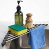 Marble Triangle Roll-Up Dish Drying Rack for Sink Corner - Small Foldable Stainless Steel Multipurpose Kitchen Drainer Caddy Trivet Rustproof