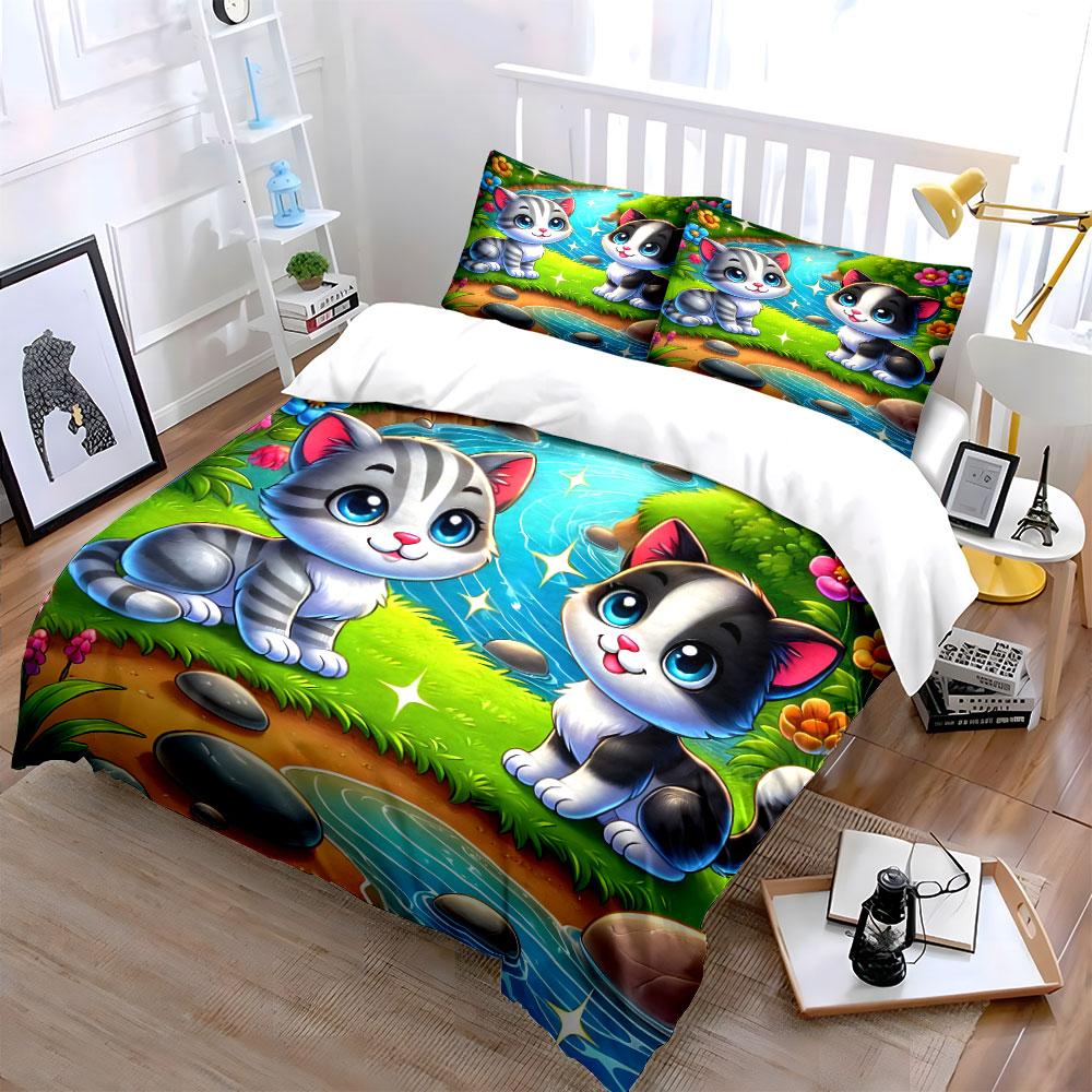 "Whimsical Feline Paradise Dreams" Bedding Sets Duvet Covers Pillowcases(1* Duvet Cover 2* Pillowcases Without Duvet Insert)