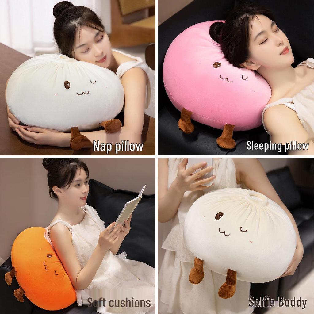 Cute Cartoon Baozi Plush Pillow - Soft Cushion for Bed, Nap, and Sofa Decoration