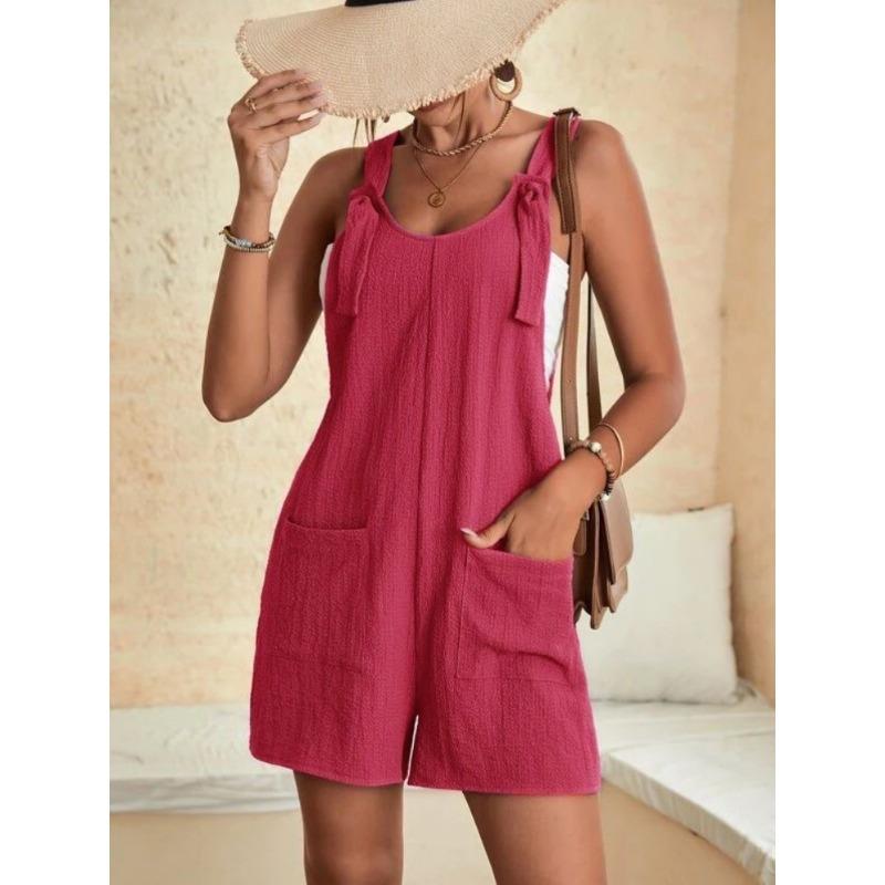 Women's Style, Light Green, Jumpsuit, Adjustable Shoulder Straps, Double Pockets, Summer, Casual, Sleeveless, Jumpsuit