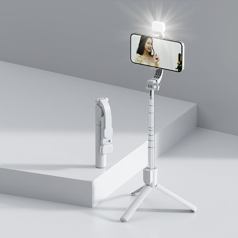 Bluetooth Selfie Stick with Integrated Remote Control, Beauty Fill Light, and Mobile Live Streaming Holder