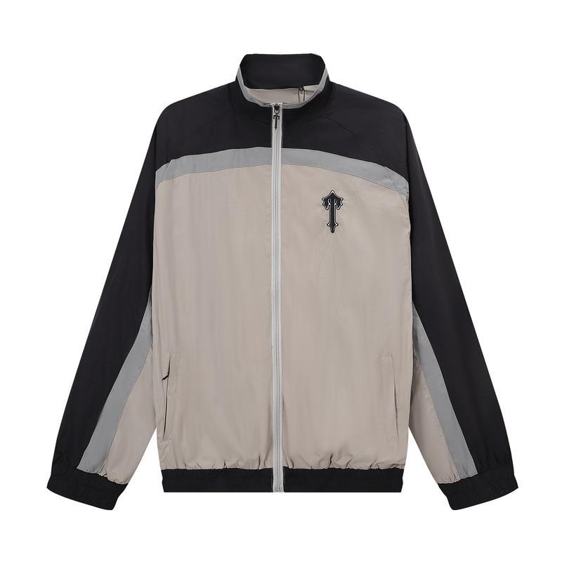 Mens Breathable Mesh Embroidered Track Suit Set Casual Windbreaker Jacket Pants Loose Fit Outdoor Wear