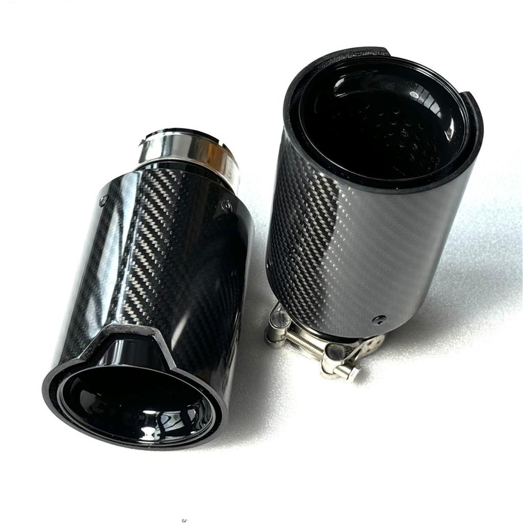 1pc Polished Black Carbon Fiber Rear Tail Exhaust Tip Muffler Tip Nozzle for BMW